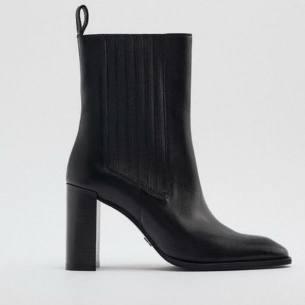 Zara Heeled Leather Ankle Boots